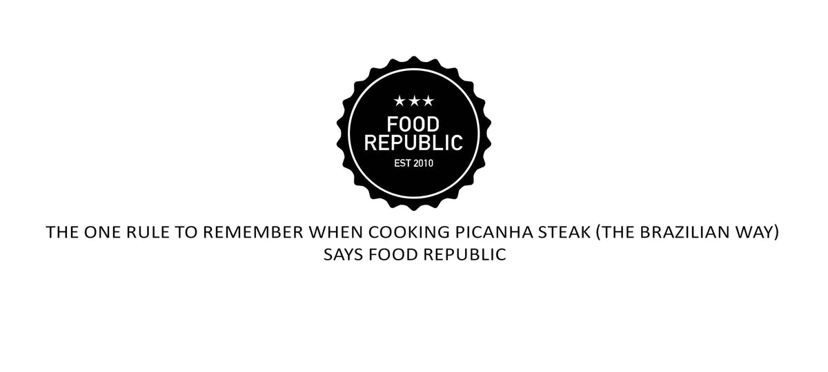 Food Republic logo with three stars above text reading "The One Rule To Remember When Cooking Picanha Steak (The...