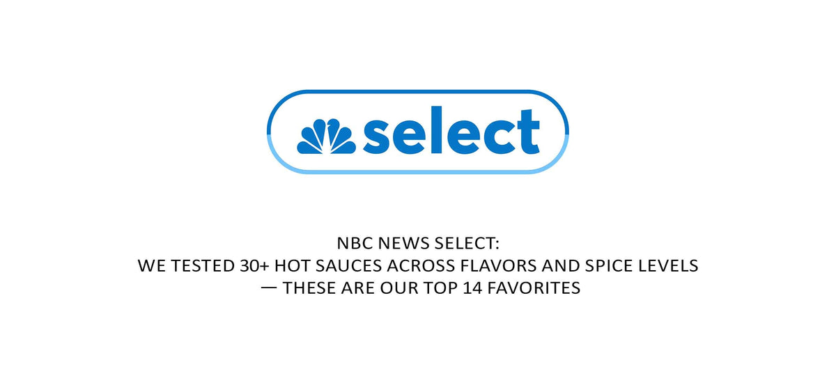 NBC Select logo with text announcing hot sauce testing article featuring top 14 favorites from 30+ sauces tested
