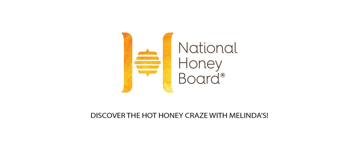 National Honey Board logo with stylized orange "H" letters and hexagonal honeycomb design, promoting hot honey trend
