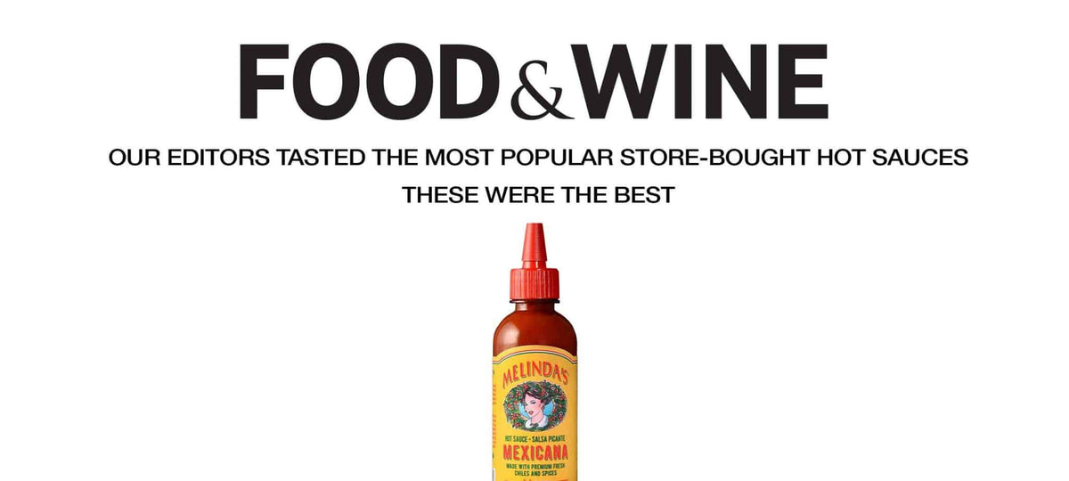 Melinda's Mexicana hot sauce bottle with red cap and yellow label featuring woman's portrait, representing Food & Wine's...