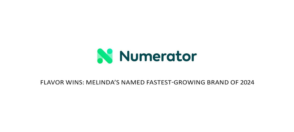 Numerator logo above headline "Flavor Wins: Melinda's Named Fastest-Growing Brand of 2024"