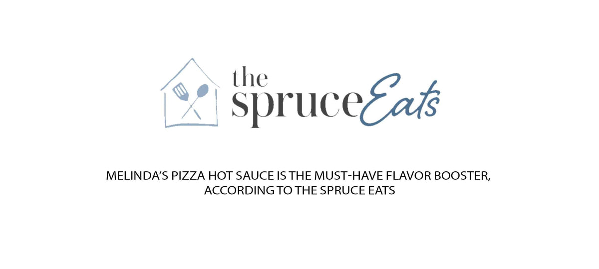 The Spruce Eats logo with text "Melinda's Pizza Hot Sauce is the must-have flavor booster, according to The Spruce Eats"