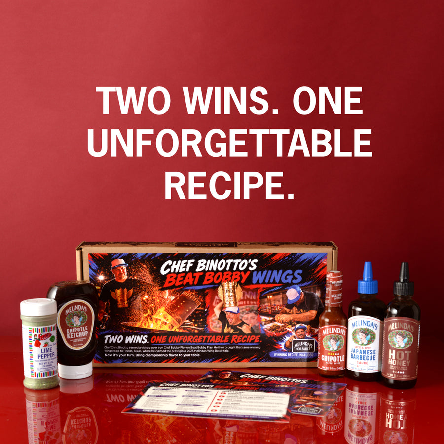 Chef Binotto's Beat Bobby Wings limited edition collection with sauces, seasoning, recipe card, and box