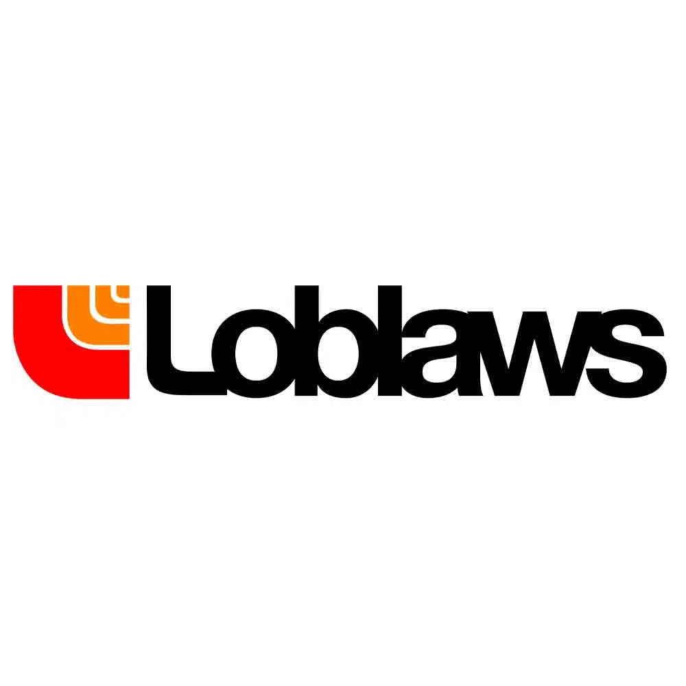 Loblaws logo with red and orange geometric symbol and black text