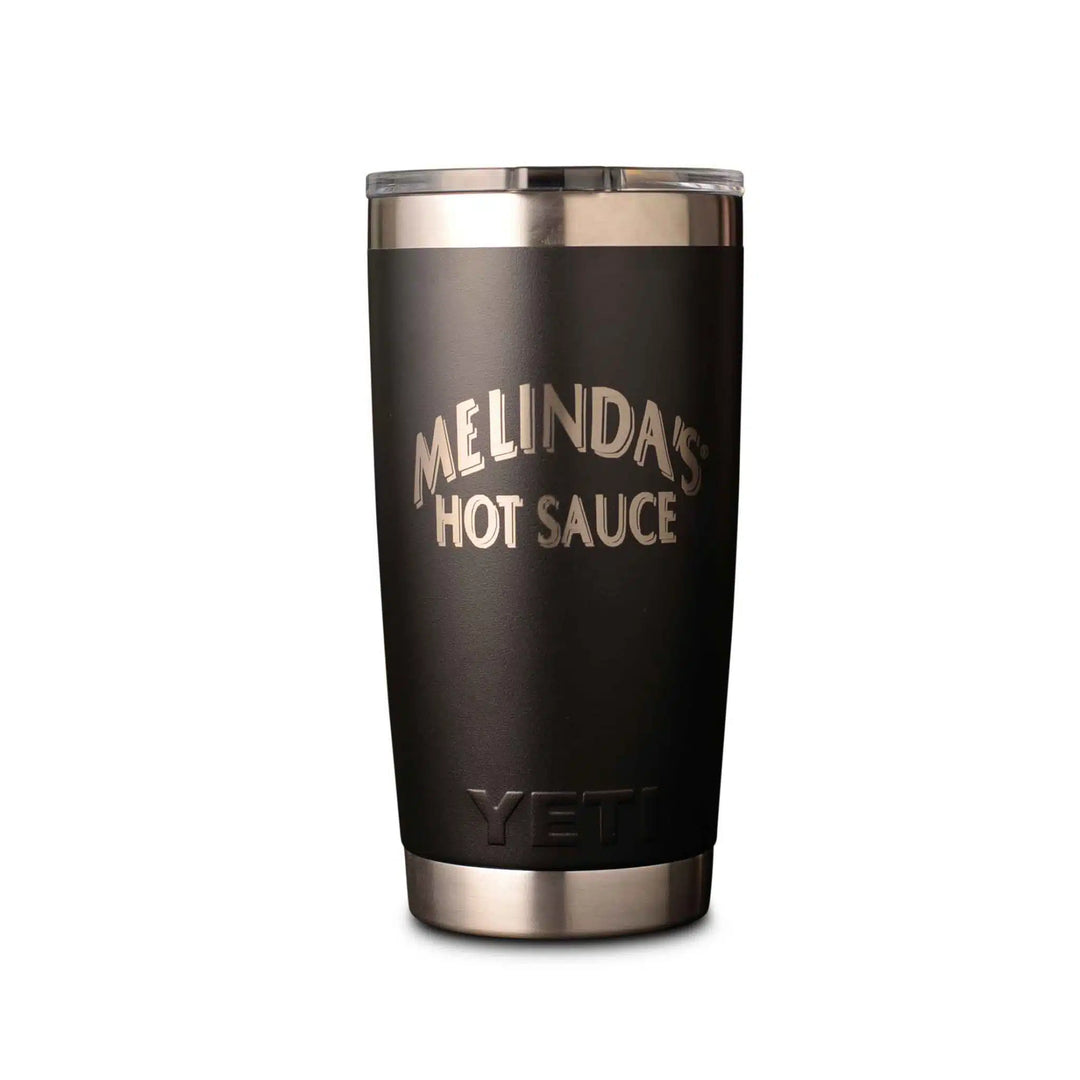 A close-up of Melinda's Yeti Rambler Tumbler on a table.