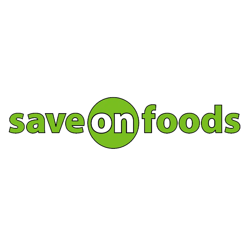 Save-On-Foods logo in green text with circular design element